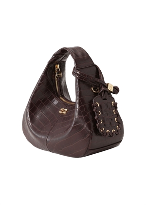Hobo mini croco bag Chocolate Fondant A7291 Ganni 